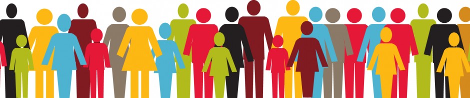 Adultes et enfants imagés en couleur